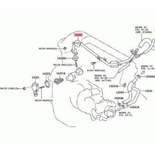 ΣΩΛΗΝΑΣ ΝΕΡΟΥ TOYOTA COROLLA '01-'07/ AURIS ADE 15* '07/ VERSO '01-'04`/ RAV4 '00-'05/ AVENSIS '03 16268-22100