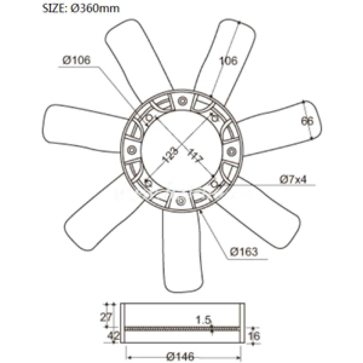 ΦΤΕΡΩΤΗ TOYOTA HILUX LN56/65 '84-'85/ HIACE '84-'85/ LANDCRUISER 70 '84-'85 360mm (7 ΦΥΛΛΑ) 16361-54010