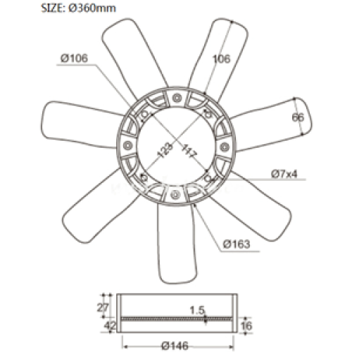ΦΤΕΡΩΤΗ TOYOTA HILUX LN56/65 '84-'85/ HIACE '84-'85/ LANDCRUISER 70 '84-'85 360mm (7 ΦΥΛΛΑ) 16361-54010