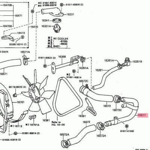 ΣΩΛΗΝΑΣ ΝΕΡΟΥ ΚΑΛΟΡΙΦΕΡ TOYOTA HILUX RN55/ LN85/ RN100 16577-35070