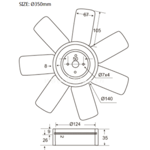 ΦΤΕΡΩΤΗ NISSAN 720 '79-'83 SD22 ΜΕ AIR-CONDITIONING 350mm (7 ΦΥΛΛΑ) 21060-31W02