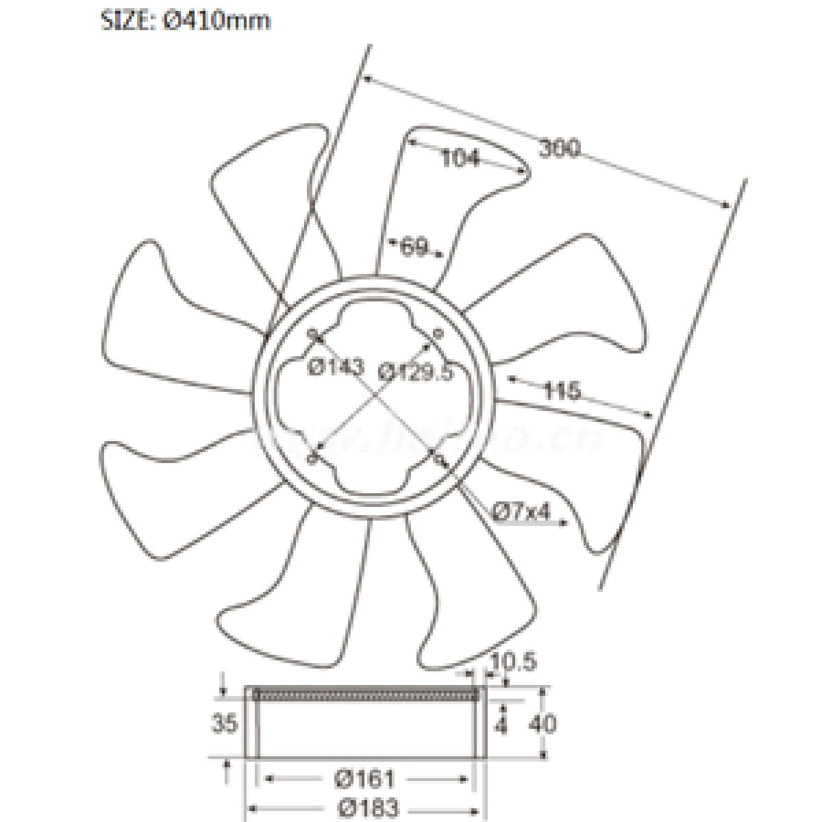 ΦΤΕΡΩΤΗ NISSAN PATROL 410mm (ΒΙΔΑ-ΒΙΔΑ 143mm) (8 ΦΥΛΛΑ) 21060-72L00