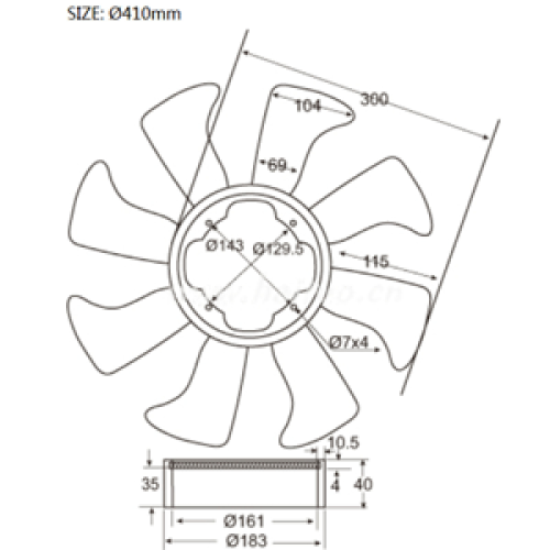 ΦΤΕΡΩΤΗ NISSAN PATROL 410mm (ΒΙΔΑ-ΒΙΔΑ 143mm) (8 ΦΥΛΛΑ) 21060-72L00