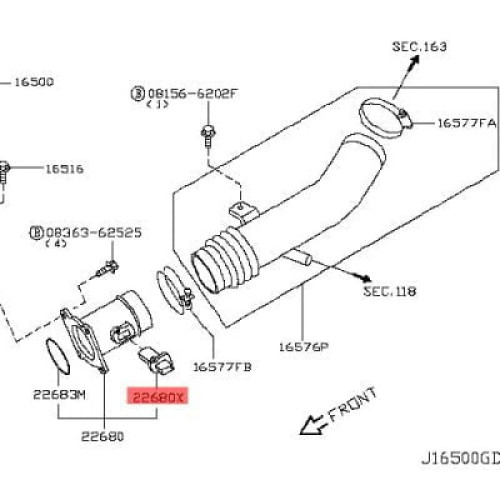 ΑΙΣΘΗΤΗΡΑΣ MAF (ΜΕΤΡΗΤΗΣ ΜΑΖΑΣ ΑΕΡΑ) NISSAN NOTE/ TIIDA/ MICRA K13/ XTRAIL T31/ PRIMERA P12/ ALMERA N16 22680-7S000